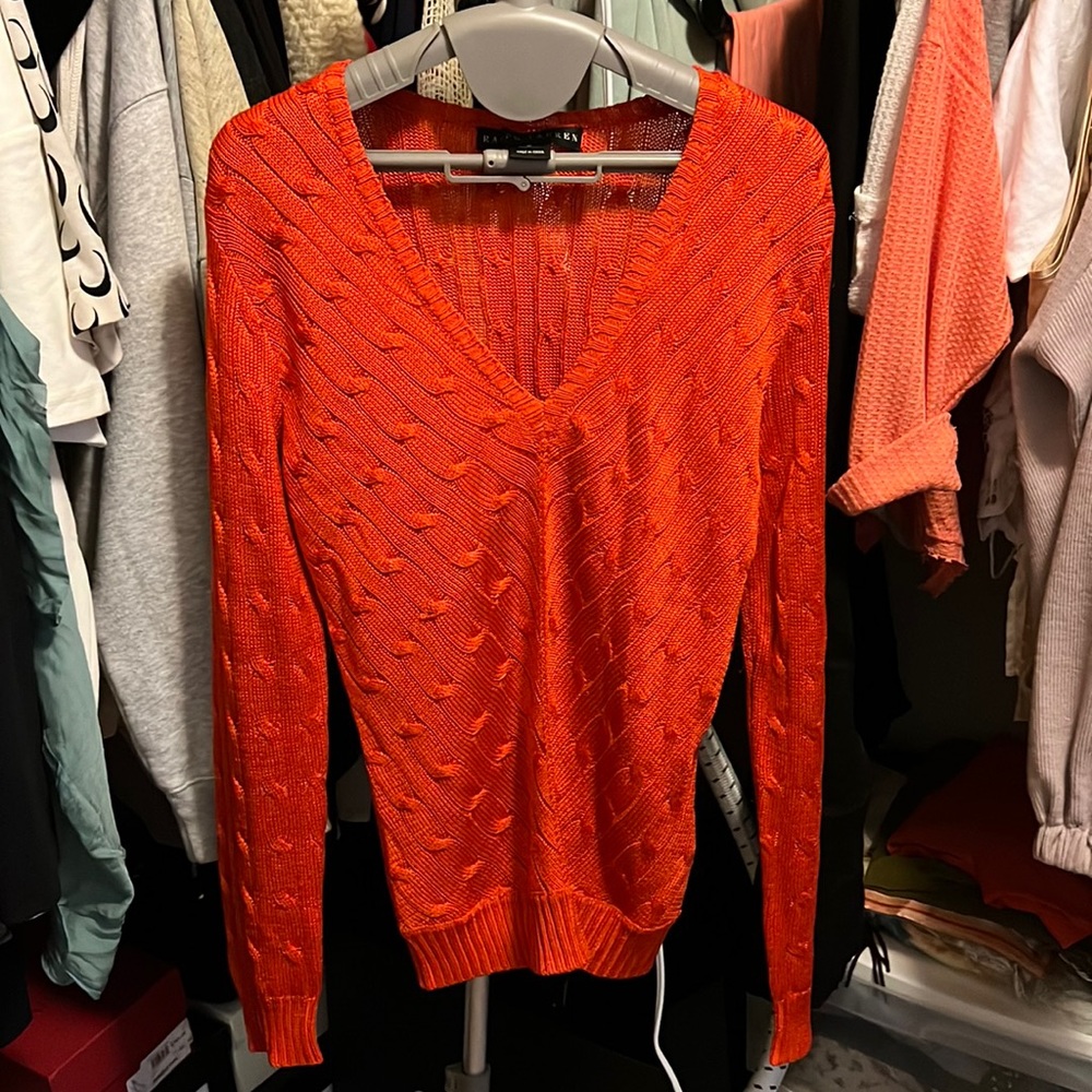 RALPH LAUREN V-NECK CABLE SWEATER Medium New